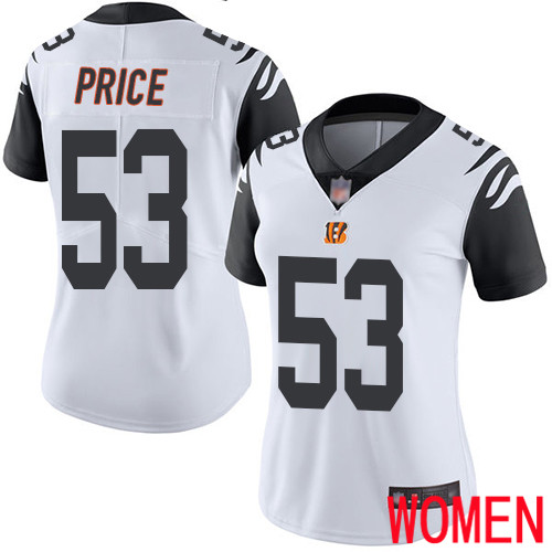 Cincinnati Bengals Limited White Women Billy Price Jersey NFL Footballl #53 Rush Vapor Untouchable->women nfl jersey->Women Jersey
